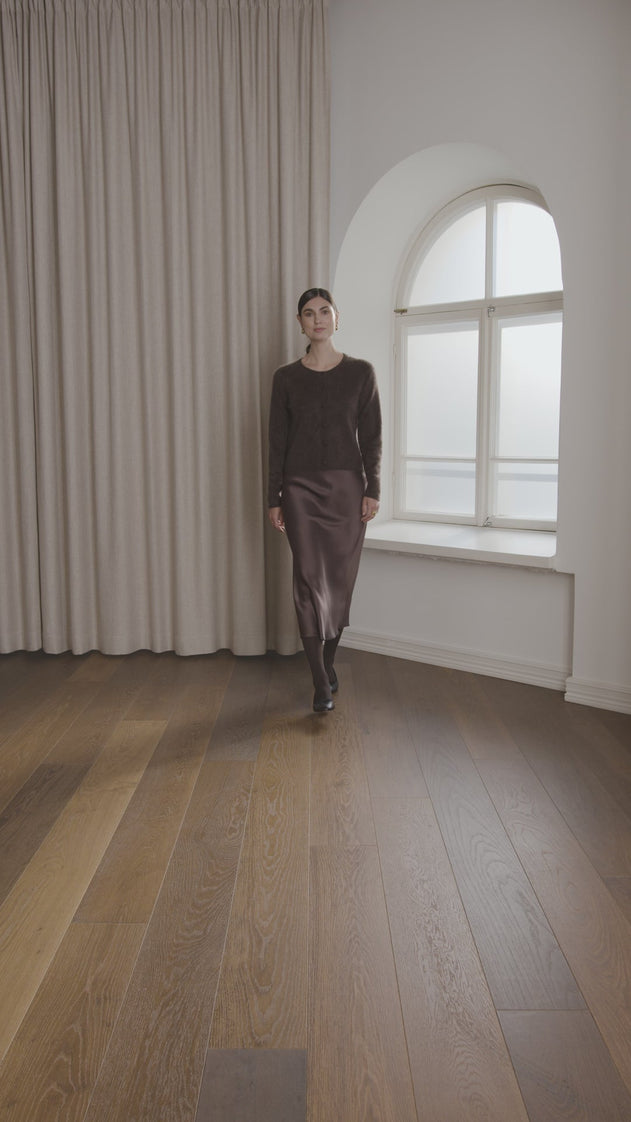 Long-sleeved Cashmere Cardigan Dark Chocolate