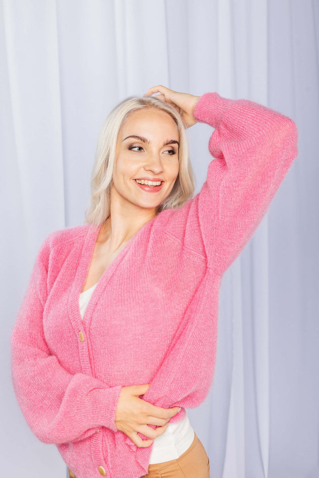 Elsie Mohair Cardigan Lollipop Pink