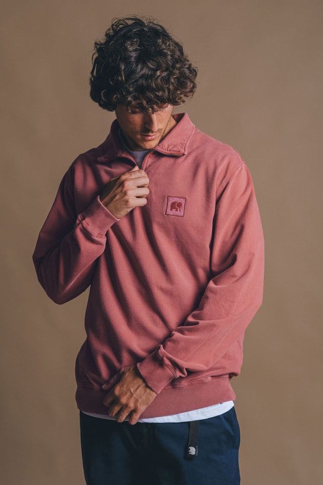 Men's Sauce Pigment Quarter Zip Sweater Burning Sky