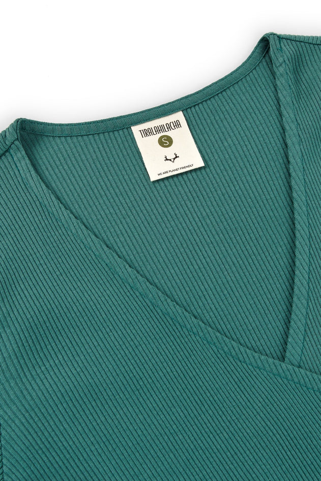 Gina Long Sleeved Crossover Top Sky Blue