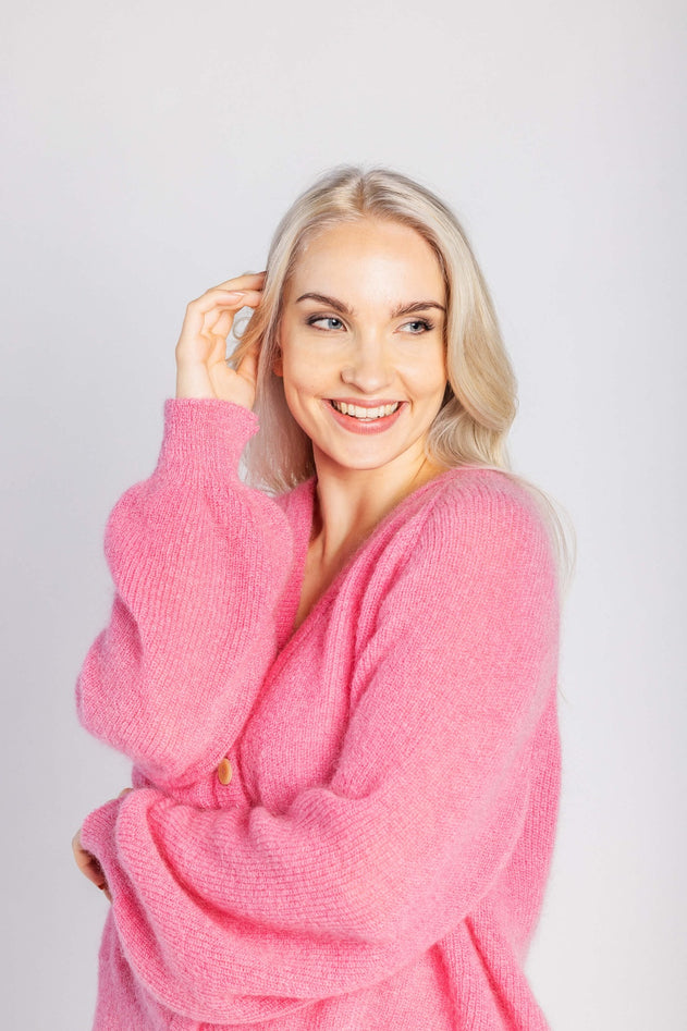 Elsie Mohair Cardigan Lollipop Pink