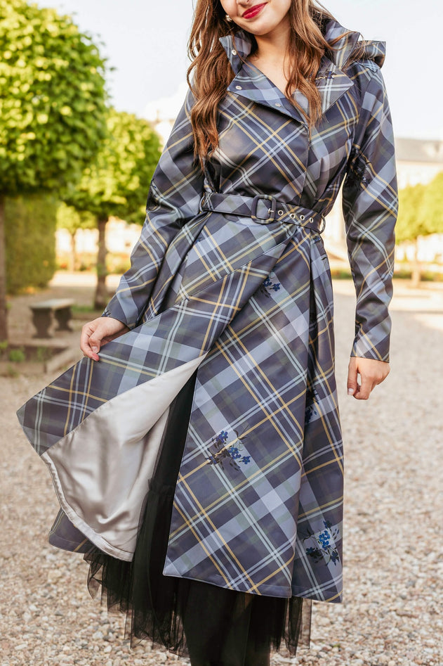 Double Breasted Women's Coat with Front Pleats Duchess Blue