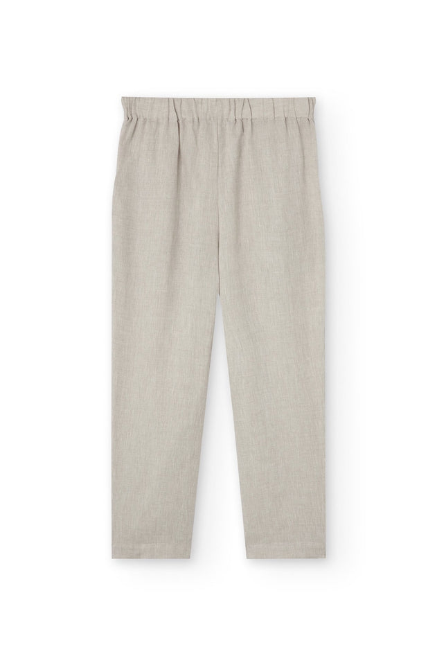 Bijoux Linen Pleated Trousers Beige