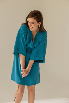Thilde Kimono Dress Turquoise