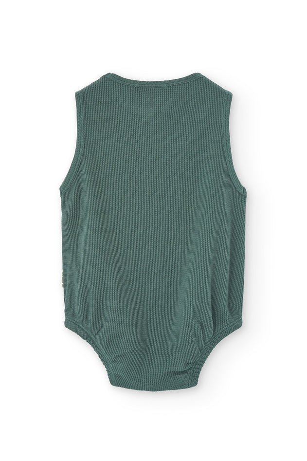 Baby's Haoa Waffle Romper Blue