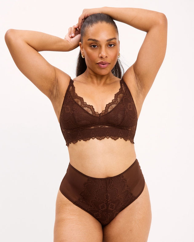 Lace Highwaist Briefs Coffee