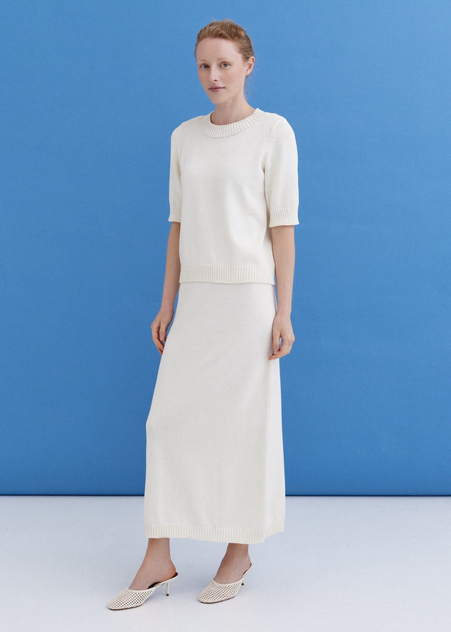 Knitted Cotton Top and Skirt Set