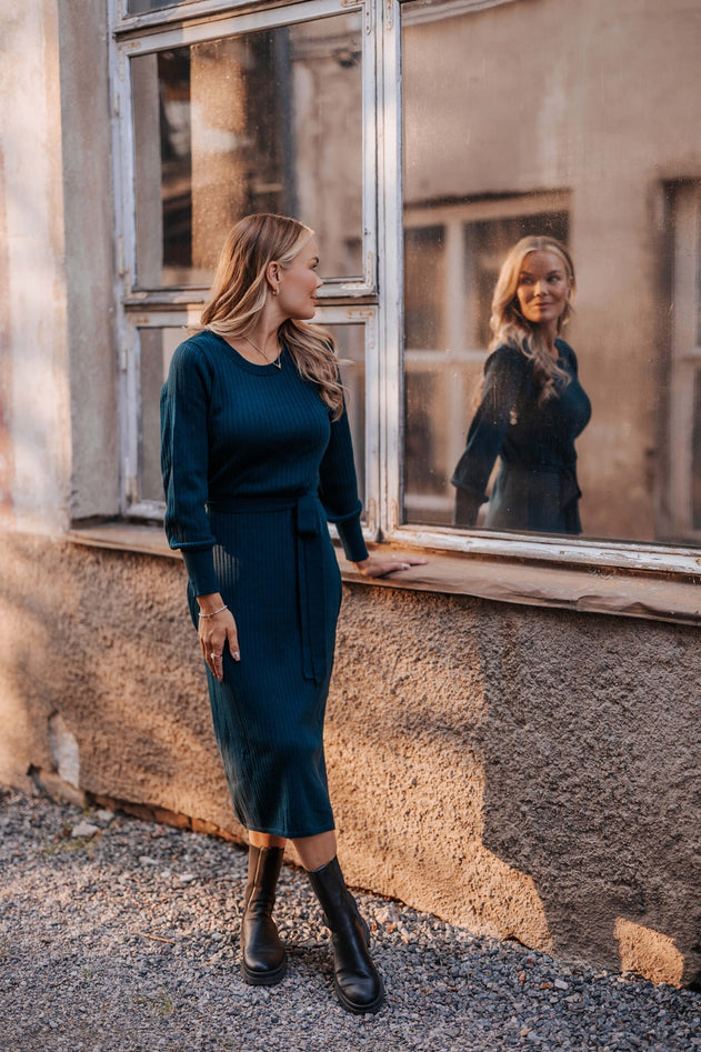 Leona Merino Dress Teal Blue
