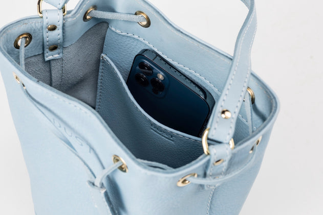 Leather Bucket Bag Chelsea Collection Light Blue