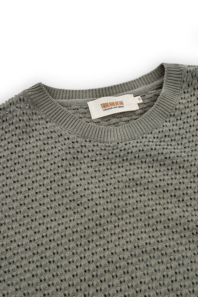 Hadara Short Sleeve Knitted Top Grayish Blue