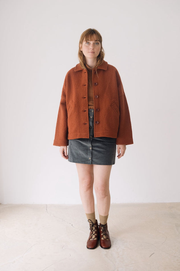 Merino Wool Short Coat in Red