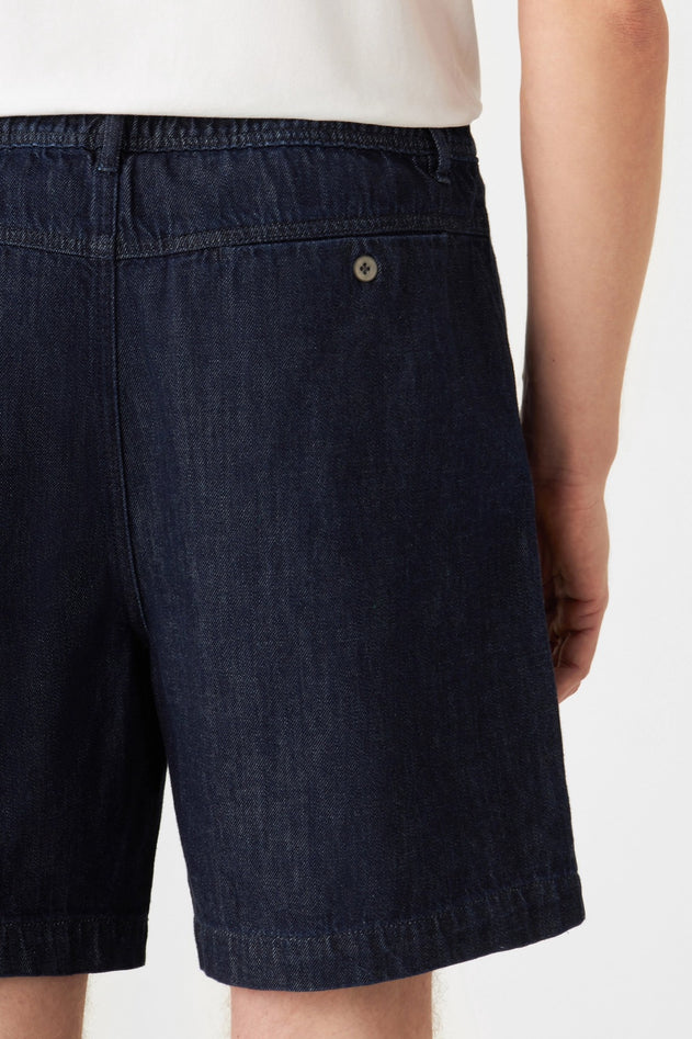 Shorty Lightweight Hemp Blend Denim Shorts Raw Blue