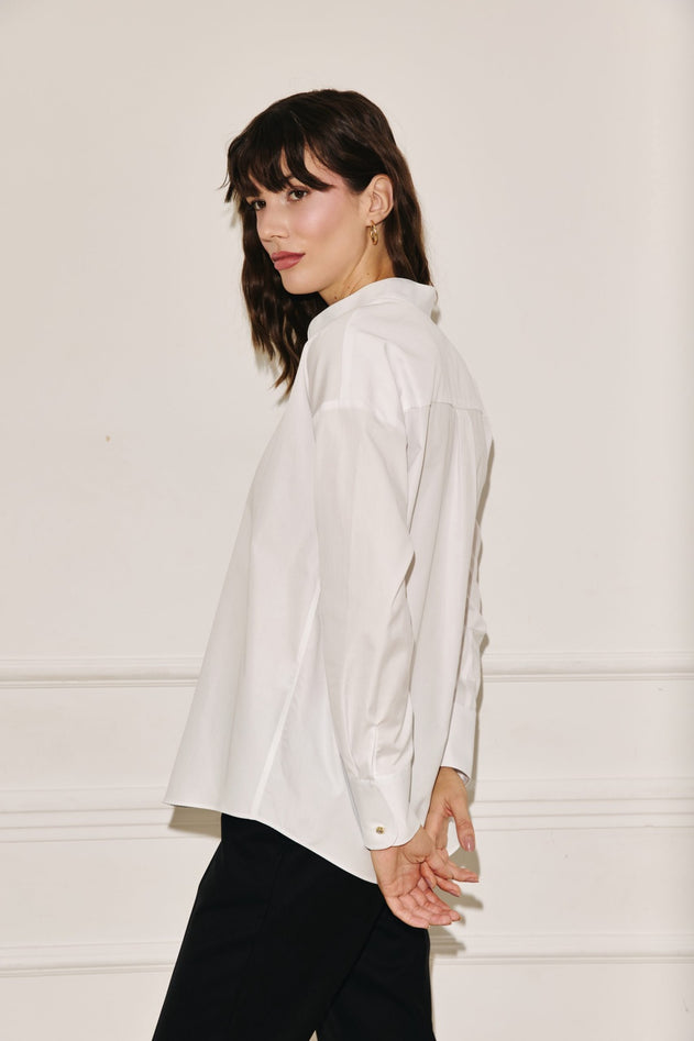 Stand up collar shirt white