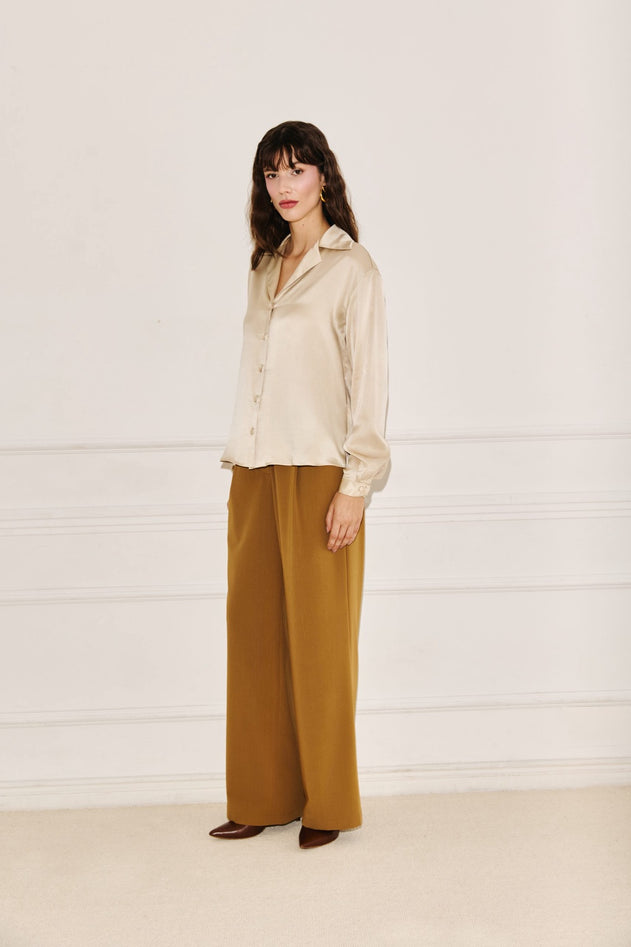 Rita Silk Shirt Beige
