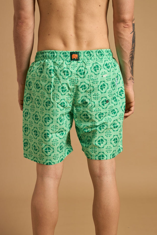 Men's Tiles Swim Shorts Aqua Green