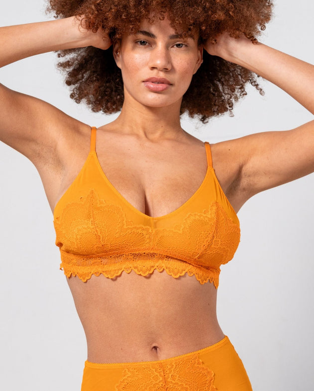 Lace Mesh Triangle Bralette Apricot
