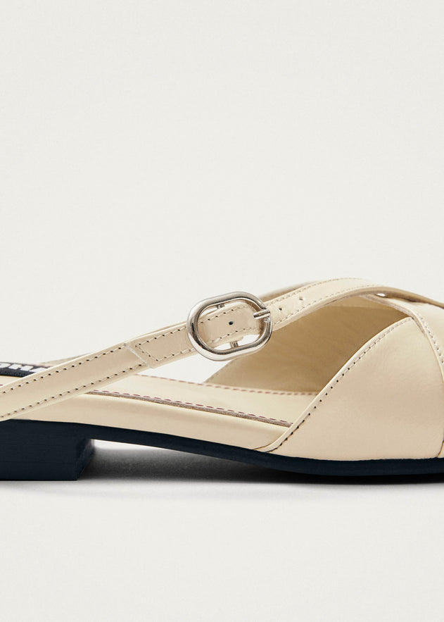 Adria Onix Cream Leather Mules