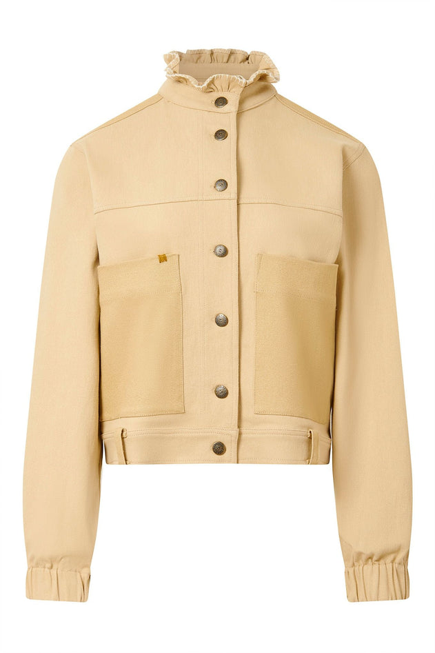 Ruffle Organic Cotton Jacket Dark Sand