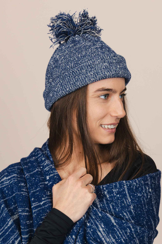 The Hemp Wool Bobble Beanie Blue