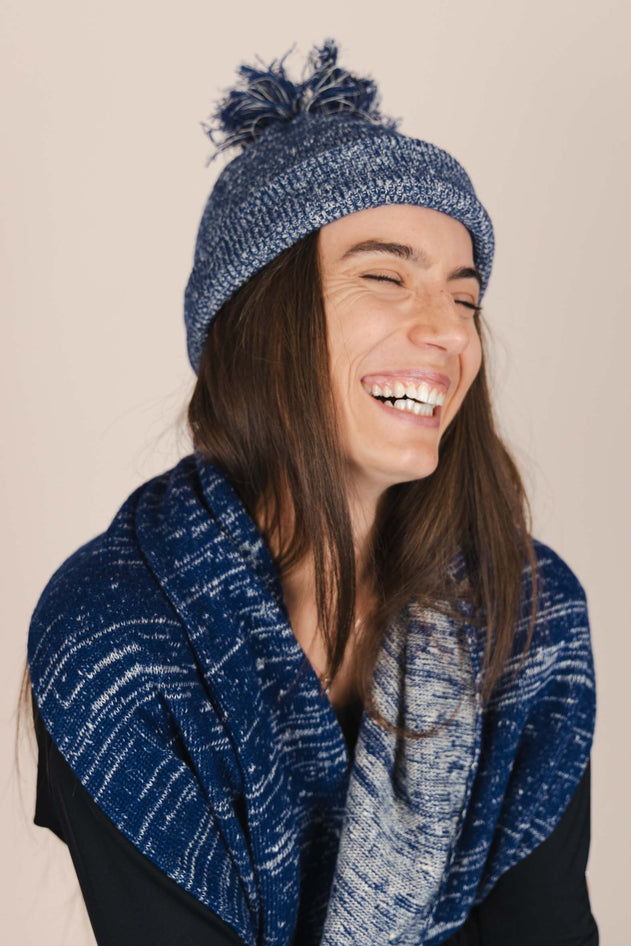 The Hemp Wool Bobble Beanie Blue