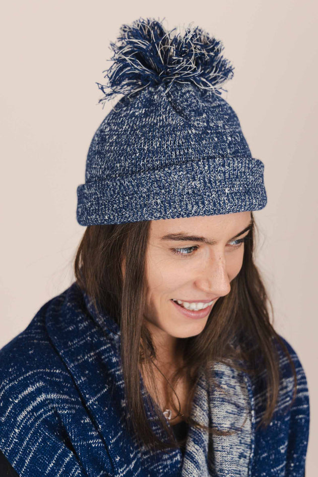 The Hemp Wool Bobble Beanie Blue
