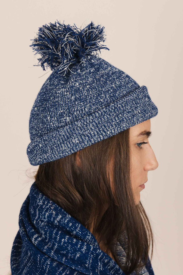 The Hemp Wool Bobble Beanie Blue
