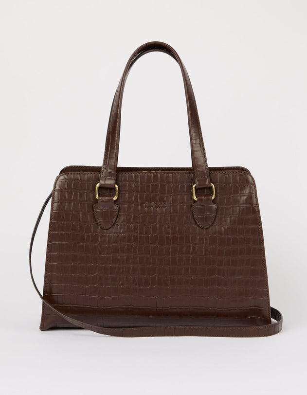 Blair Bag Chocolate Croco Print Leather