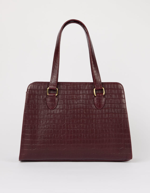 Blair Bag Dark Cherry Croco Print Leather