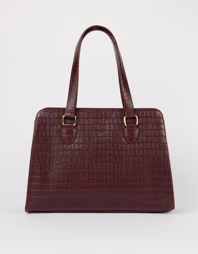 Blair Bag Dark Cherry Croco Print Leather