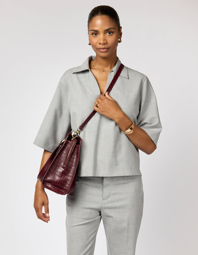 Blair Bag Dark Cherry Croco Print Leather