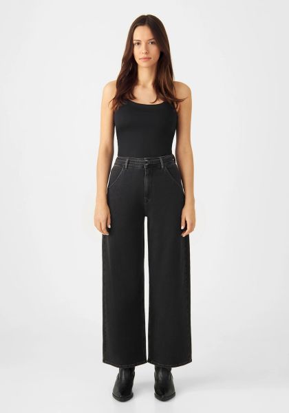 Blink Wide Cropped Jeans Black Denim