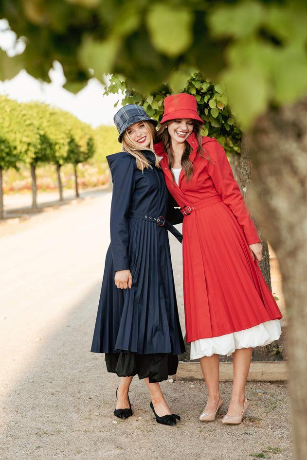 Fit and Flare Blue Women’s A-Line Coat with Pleated Skirt | Blue Serenade