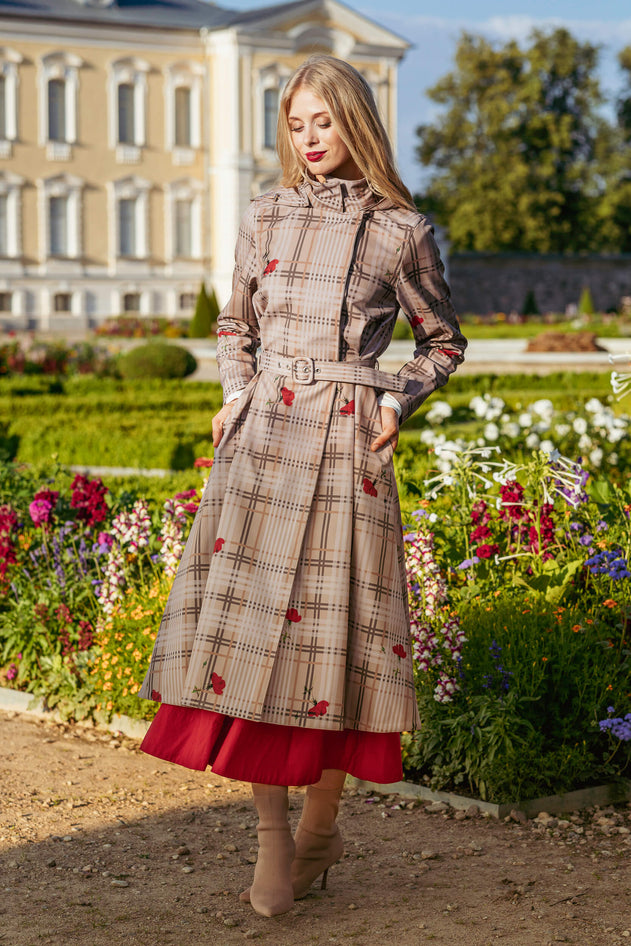 Double Breasted Coat with Front Pleats Blush of the Crown Beige
