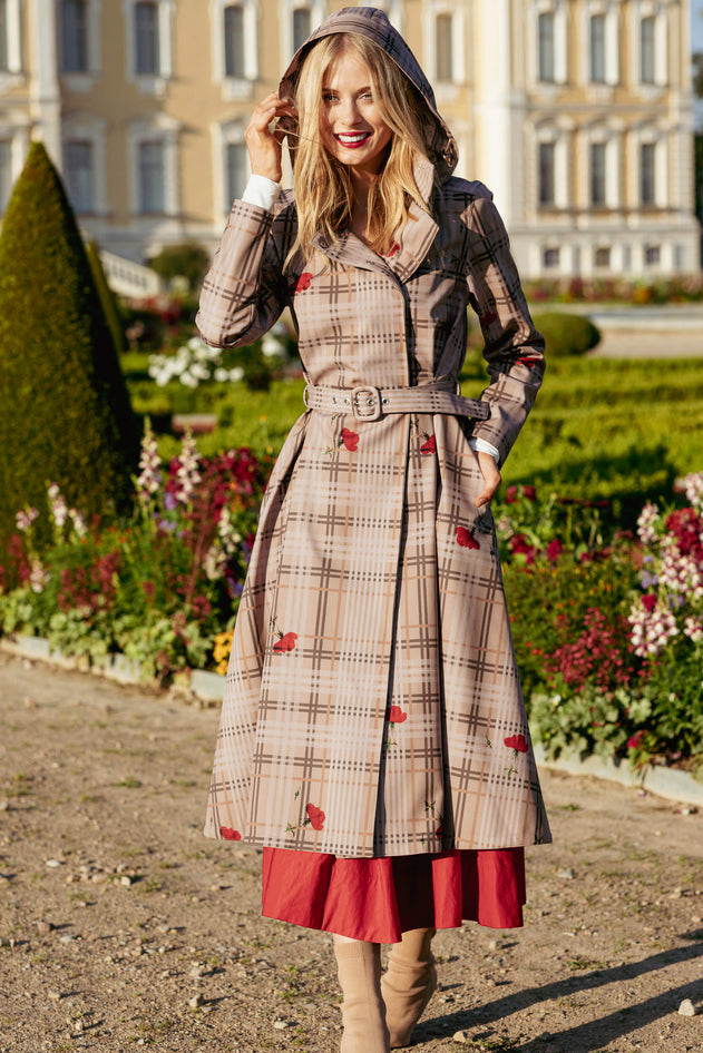 Double Breasted Coat with Front Pleats Blush of the Crown Beige