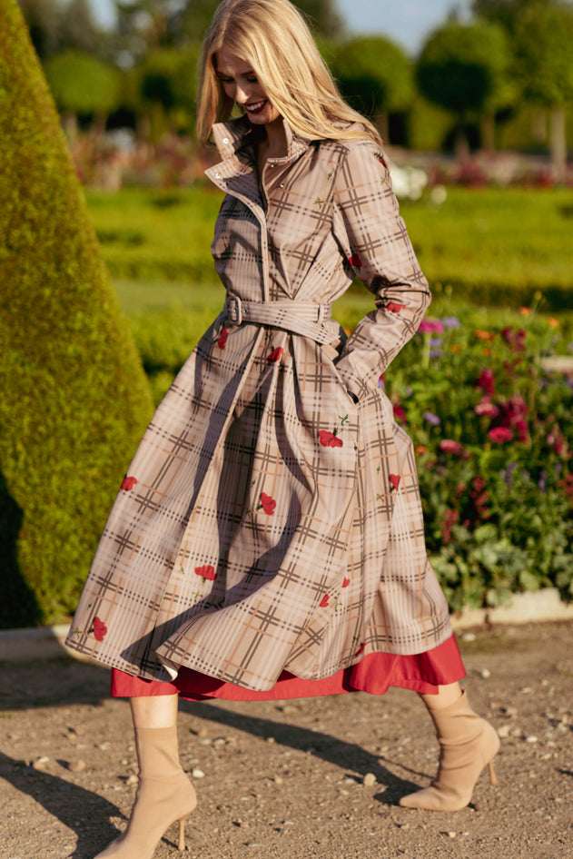 Double Breasted Coat with Front Pleats Blush of the Crown Beige