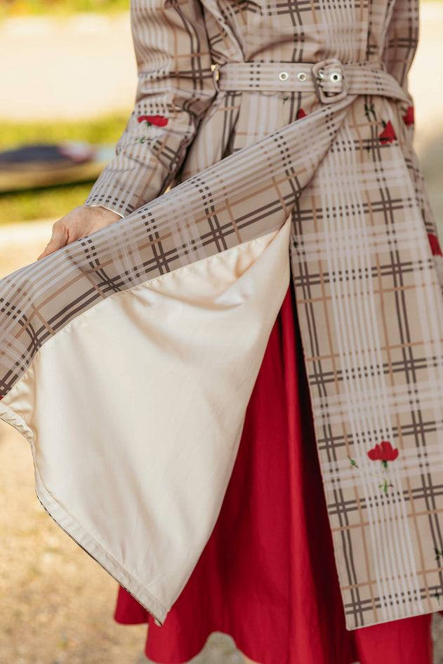 Double Breasted Coat with Front Pleats Blush of the Crown Beige