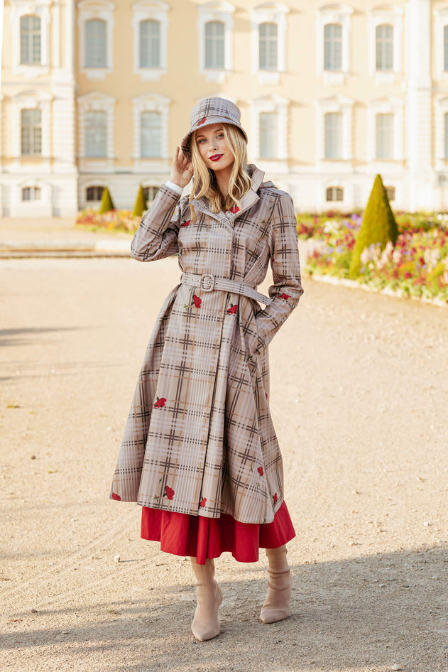 Double Breasted Coat with Front Pleats Blush of the Crown Beige