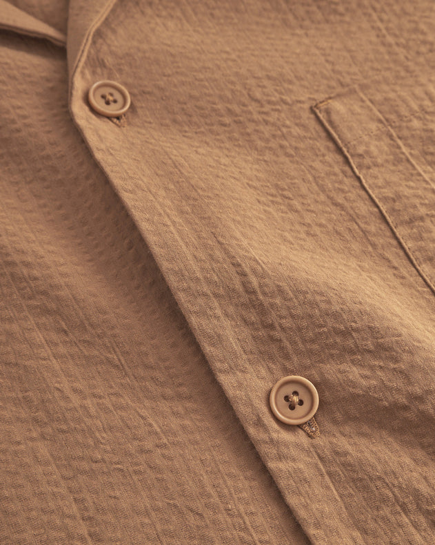 Bowling Shirt Seersucker Caramel Brown