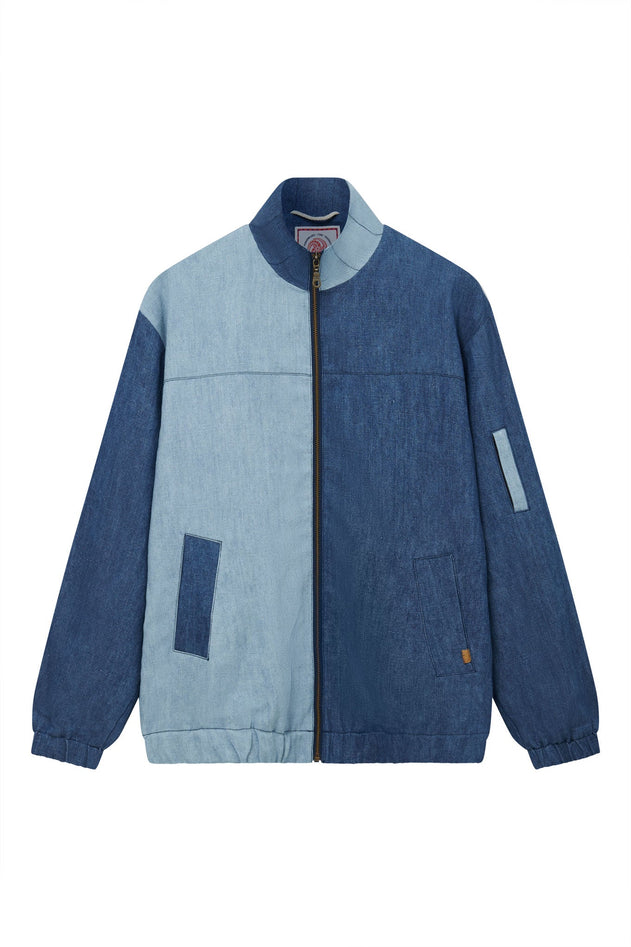 Tobias Linen Jacket Patchwork Blue