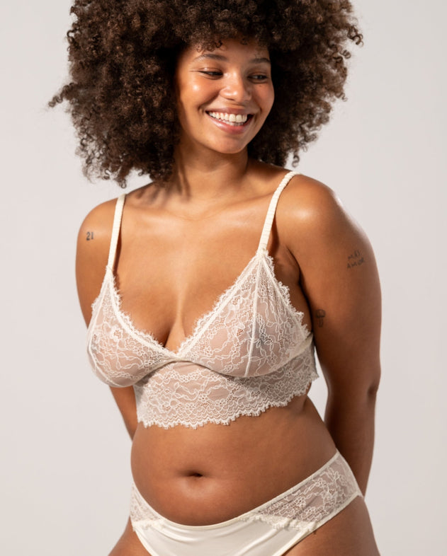 Lace Bralette Top Cream White