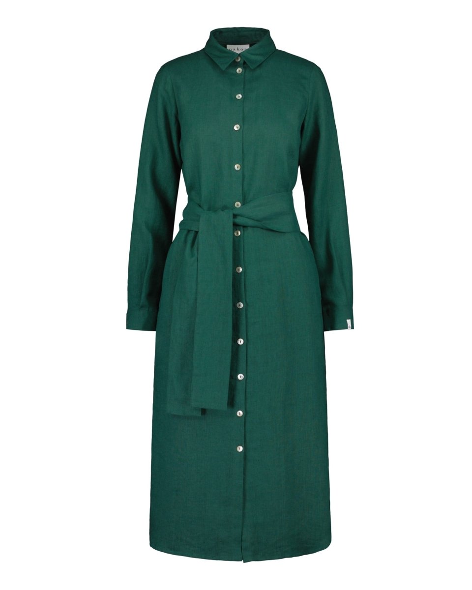 Chloe Linen Dress Evergreen - IVALO.COM