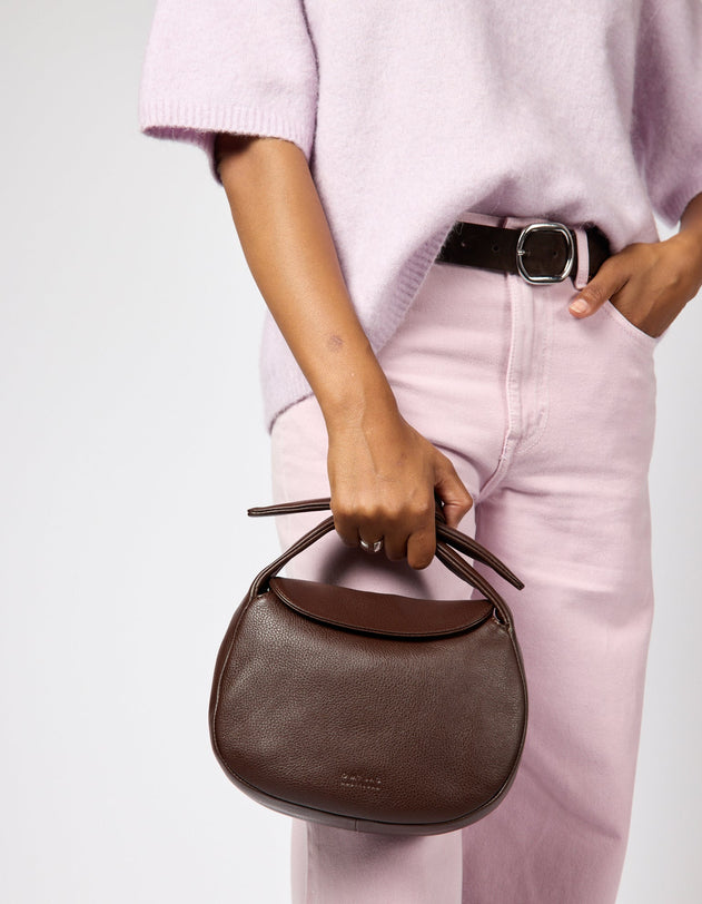Coco Croissant Bag Soft Grain Leather Chocolate Brown