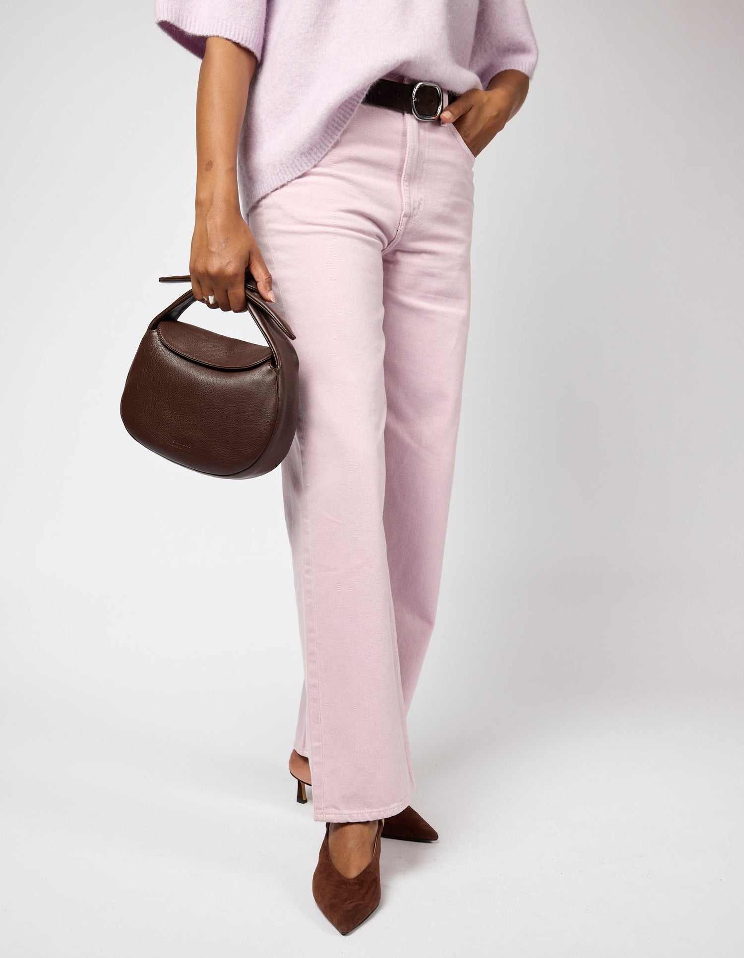 Coco Croissant Bag Soft Grain Leather Chocolate Brown