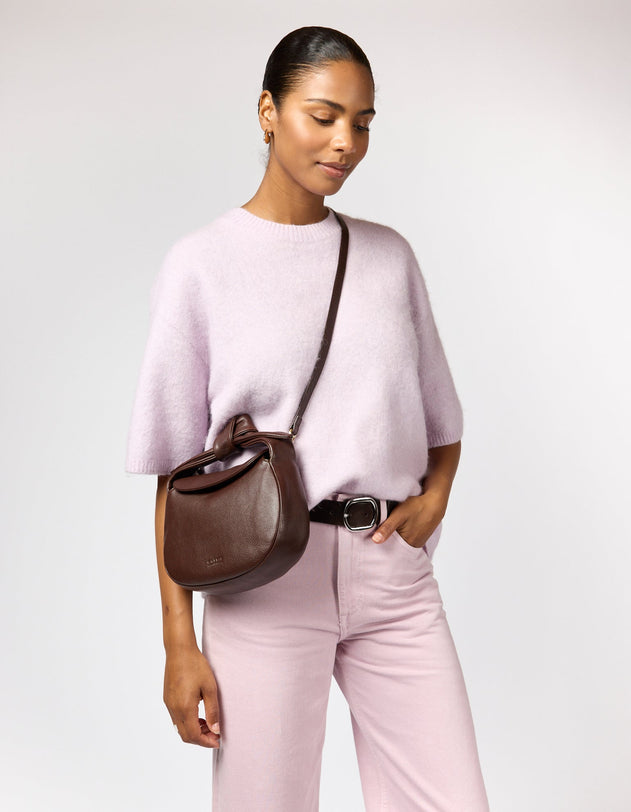 Coco Croissant Bag Soft Grain Leather Chocolate Brown