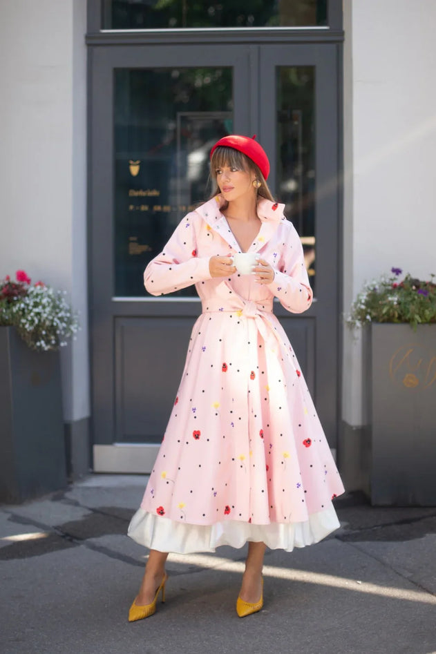 Fit and Flare Raincoat with A-Line Hem Cotton Candy Pink