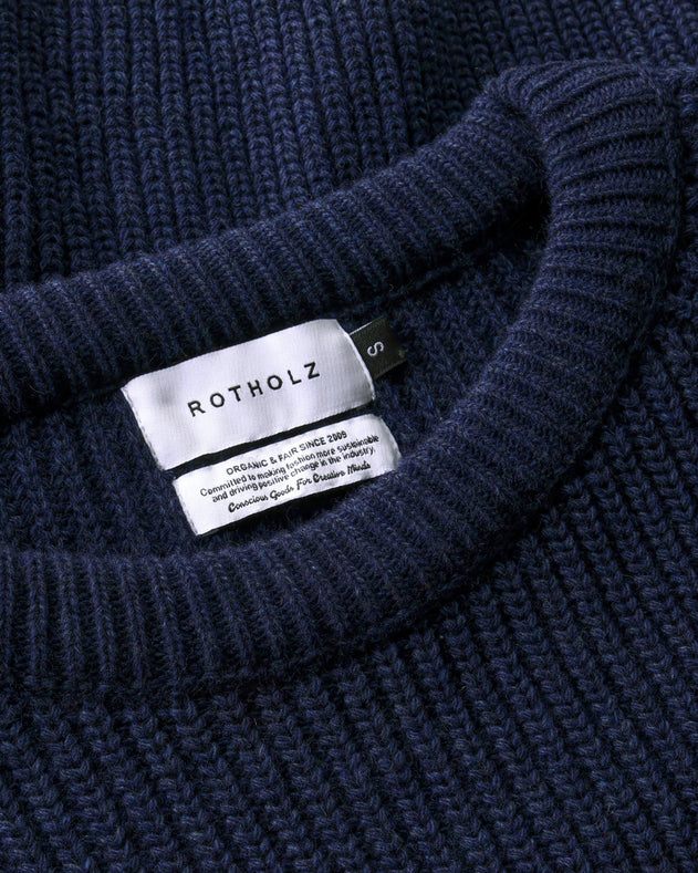 Cropped Knit Sweatshirt Blue Melange