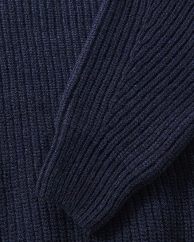 Cropped Knit Sweatshirt Blue Melange