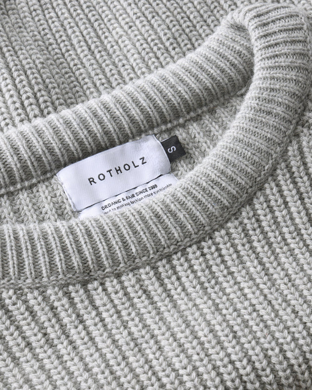 Cropped Knit Sweatshirt Grey Melange