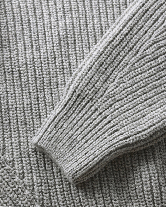 Cropped Knit Sweatshirt Grey Melange