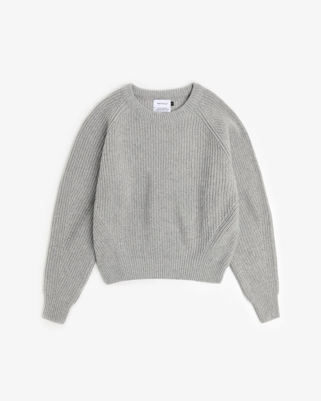 Cropped Knit Sweatshirt Grey Melange